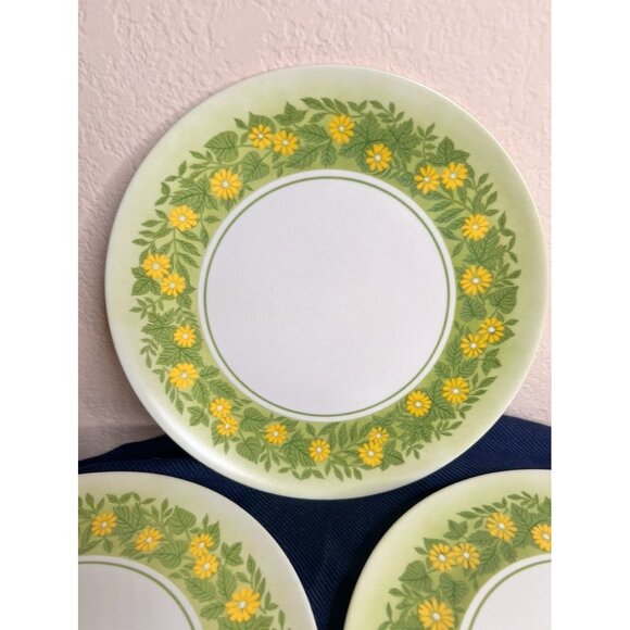 Vintage Lenox Ware Set Of 4 Yellow Daisy Pattern Melamine Plates 9-1/2" READ - Picture 5 of 16